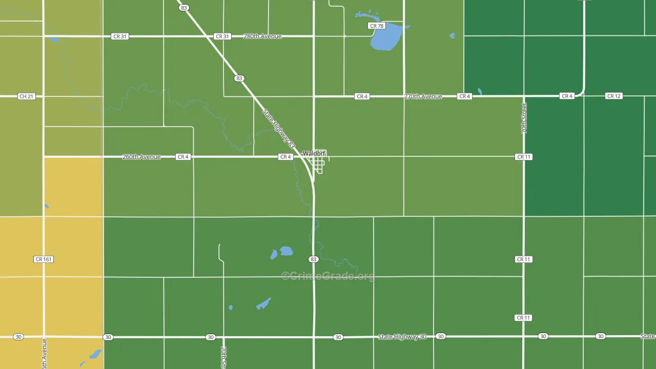 Waldorf, MN Map of Theft Rates