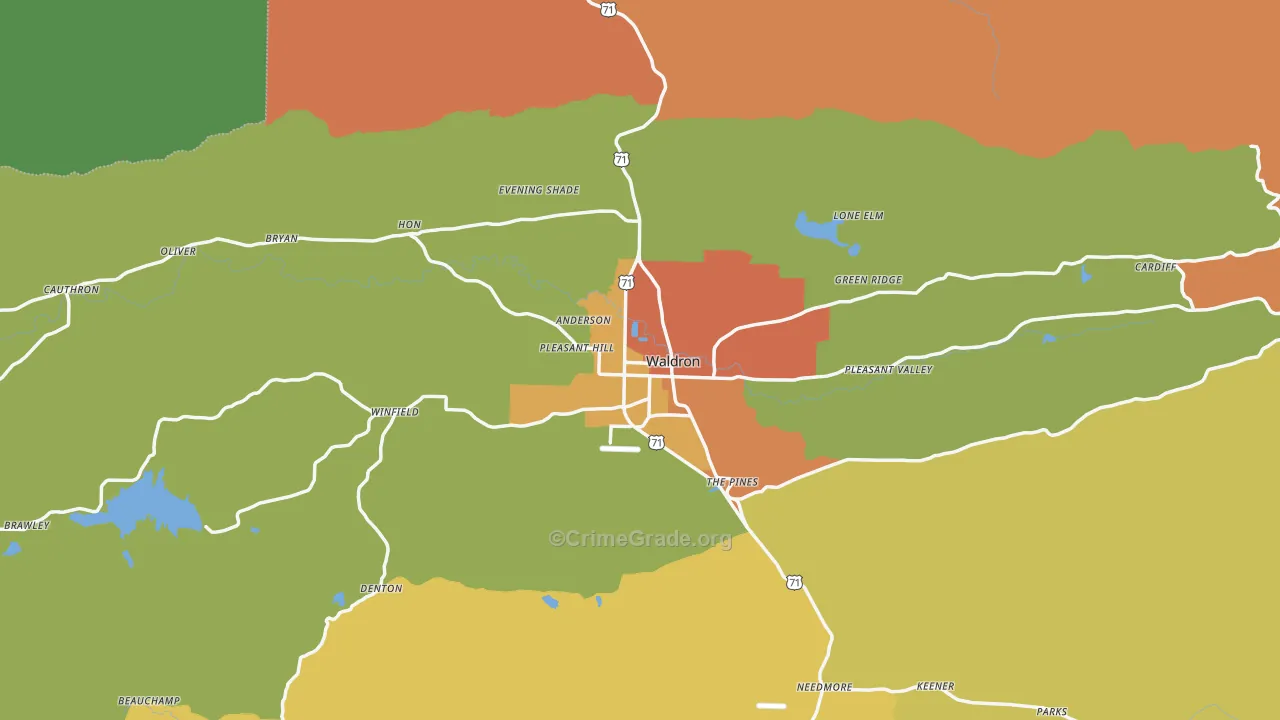 Waldron, AR Map of Theft Rates