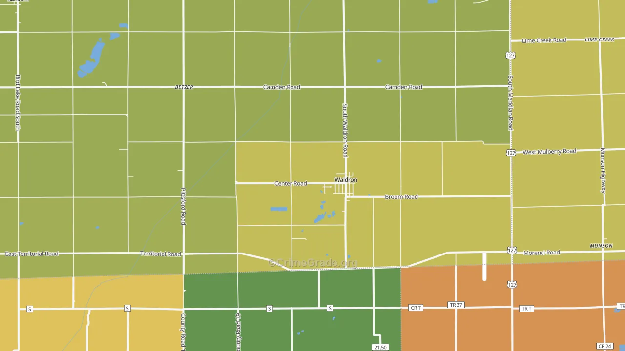 Waldron, MI Map of Theft Rates