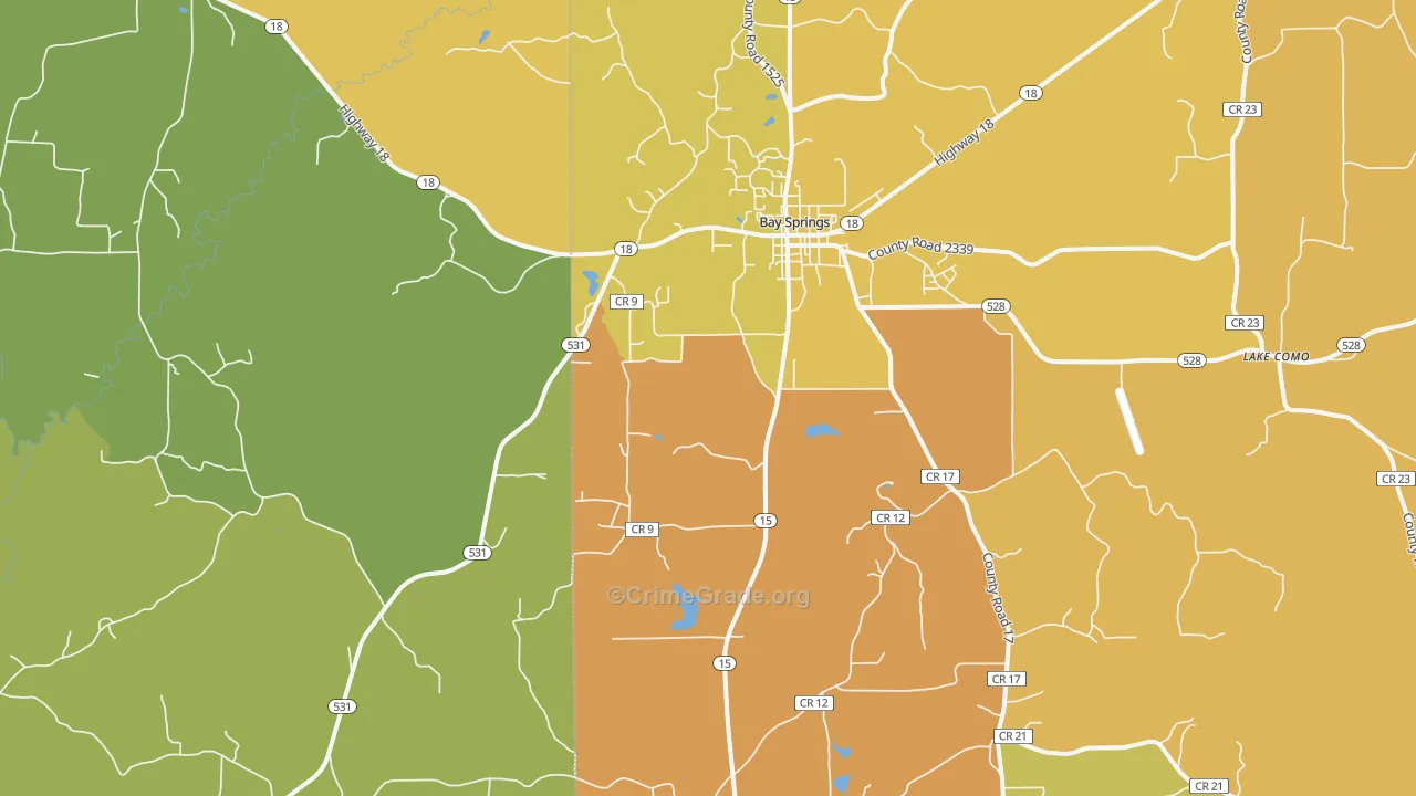 Waldrup, MS Map of Theft Rates