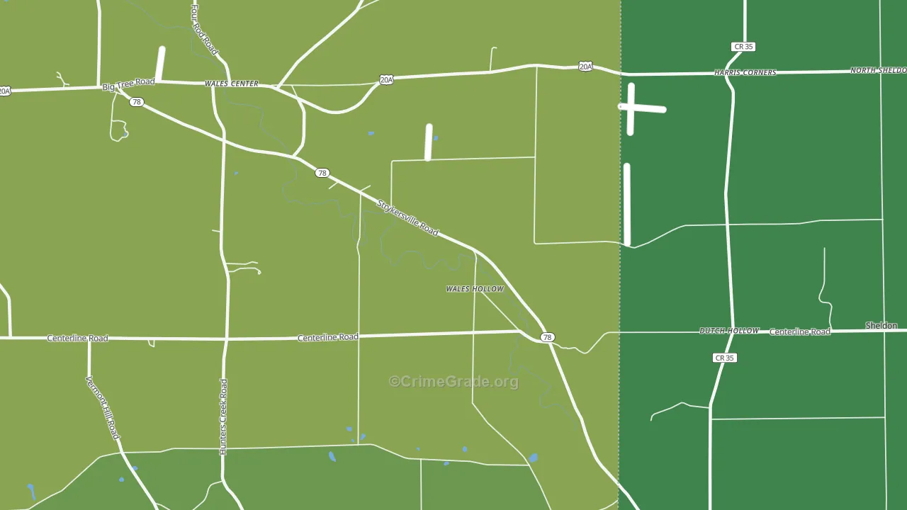 Wales Hollow, NY Map of Theft Rates