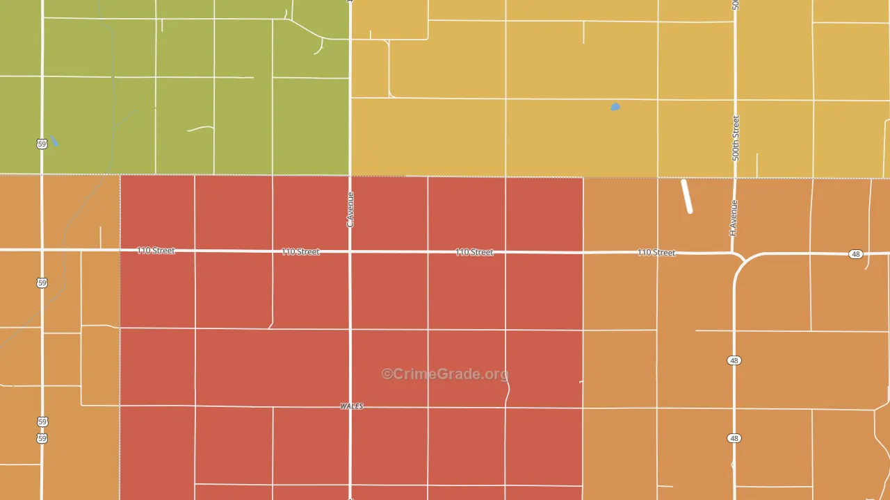 Wales, IA Map of Theft Rates