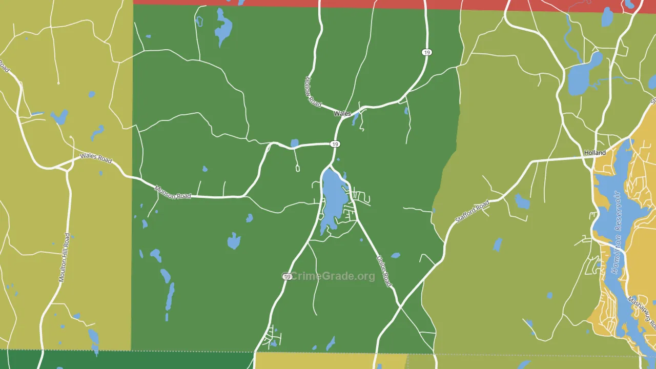 Wales, MA Map of Theft Rates