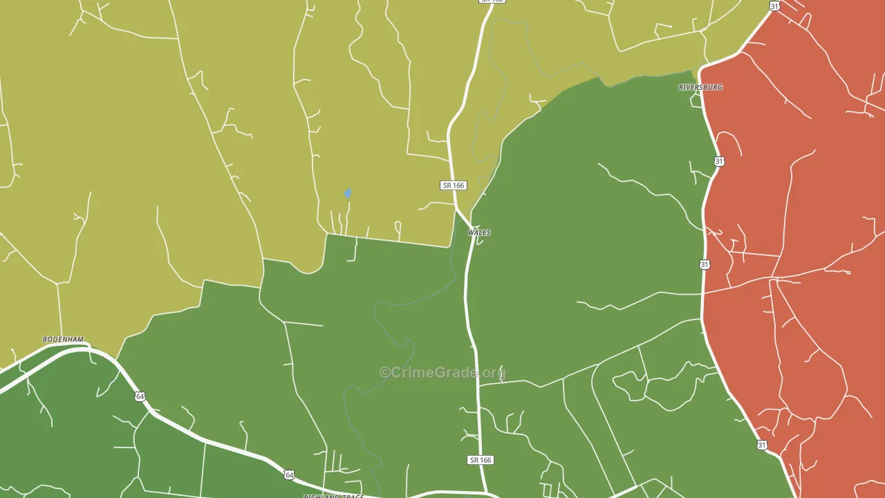 Wales, TN Map of Theft Rates