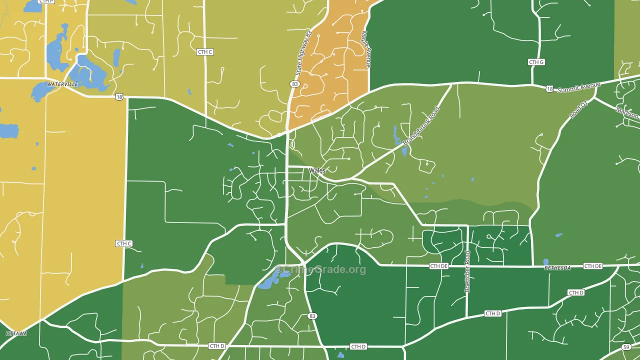 Wales, WI Map of Theft Rates