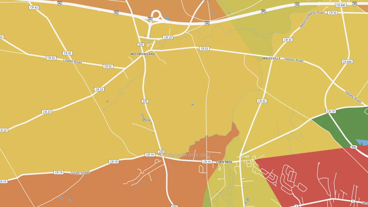 Walesville, NY Map of Theft Rates