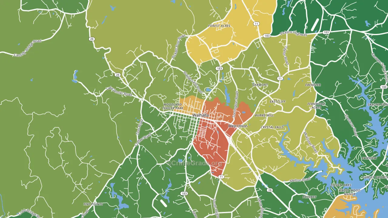 Walhalla, SC Map of Theft Rates