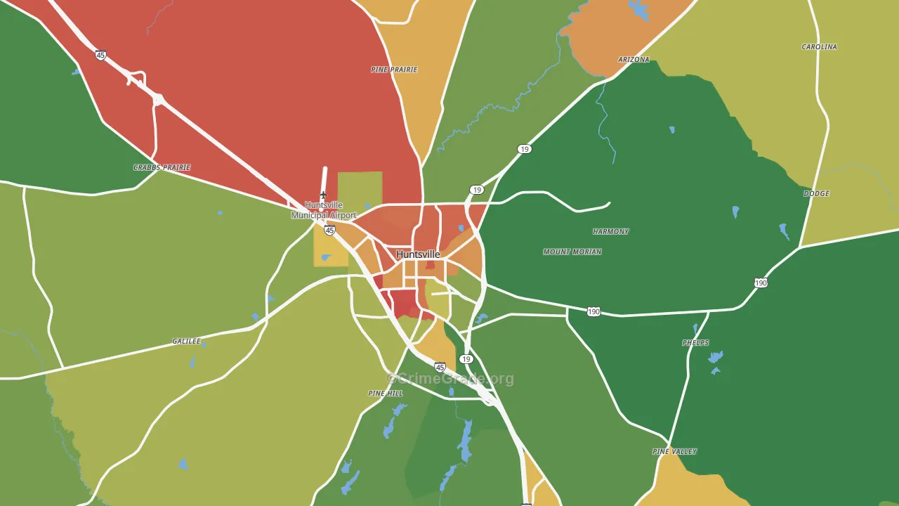 Walker County, TX Map of Theft Rates