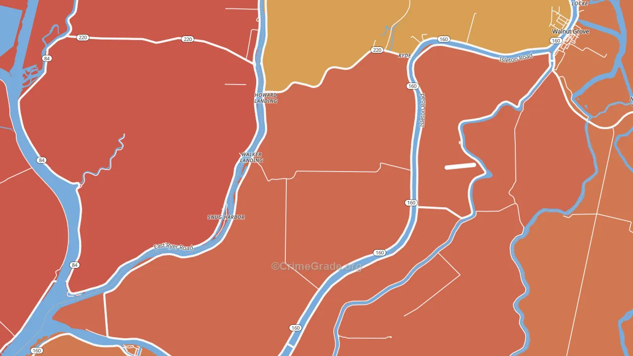 Walker Landing, CA Map of Theft Rates