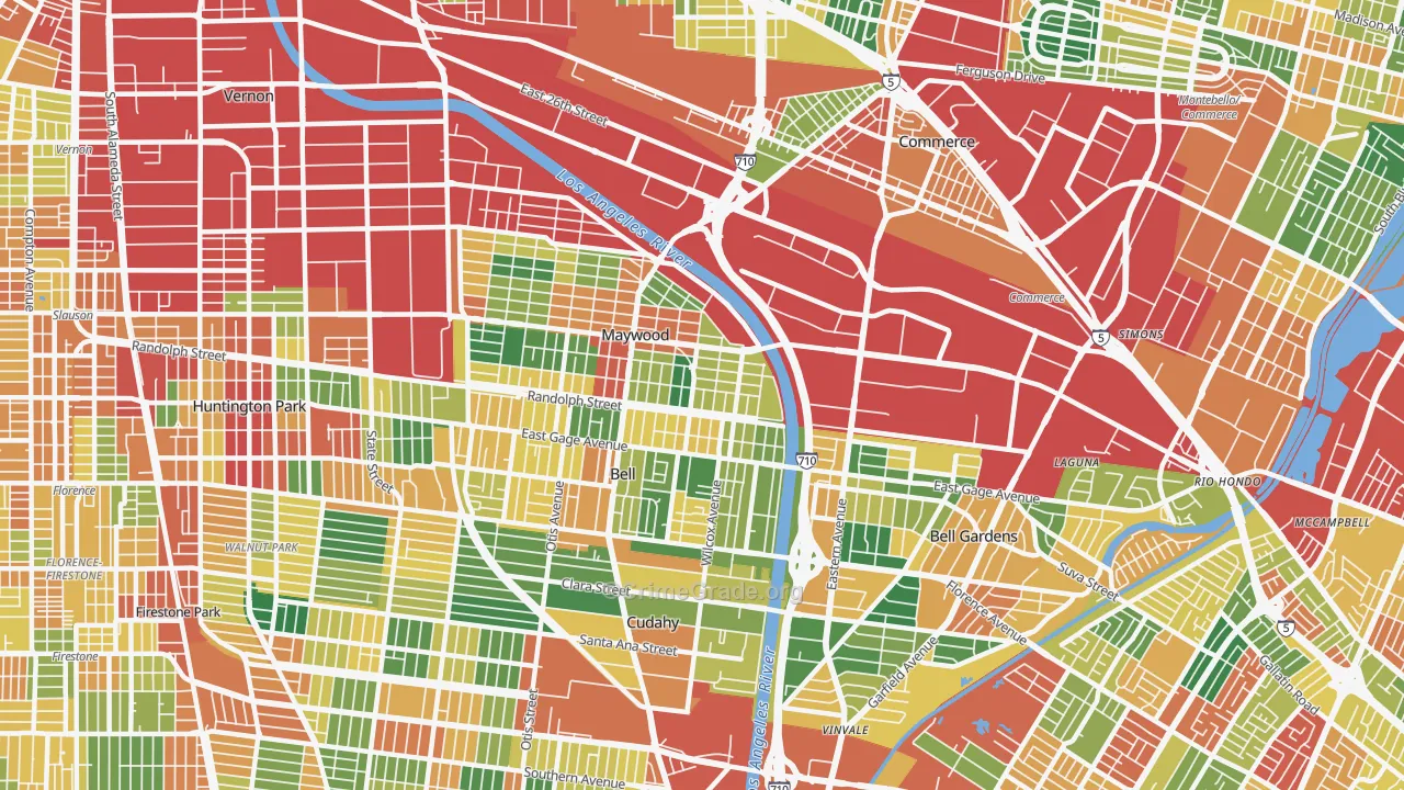 Walker, Maywood, CA Map of Theft Rates