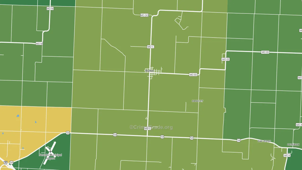 Walker, MO Map of Theft Rates