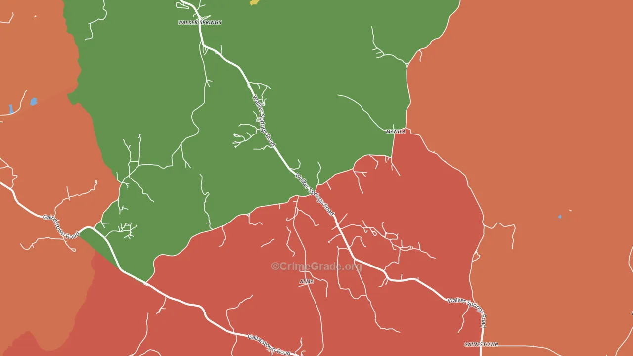 Walker Springs, AL Map of Theft Rates