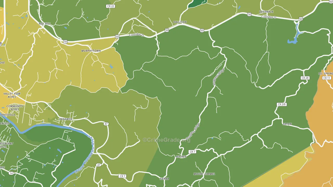 Walker, WV Map of Theft Rates