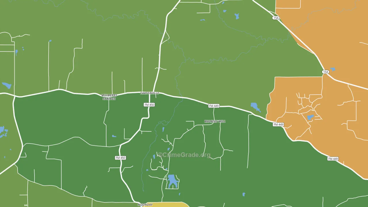Walkers Mill, TX Map of Theft Rates