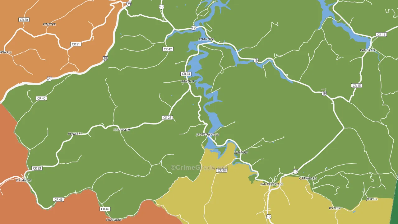 Walkersville, WV Map of Theft Rates