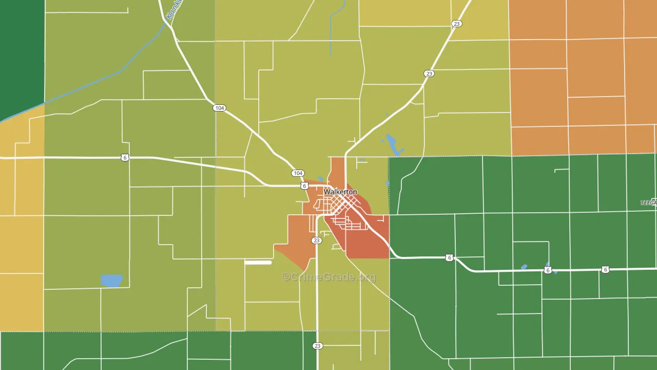 Walkerton, IN Map of Theft Rates