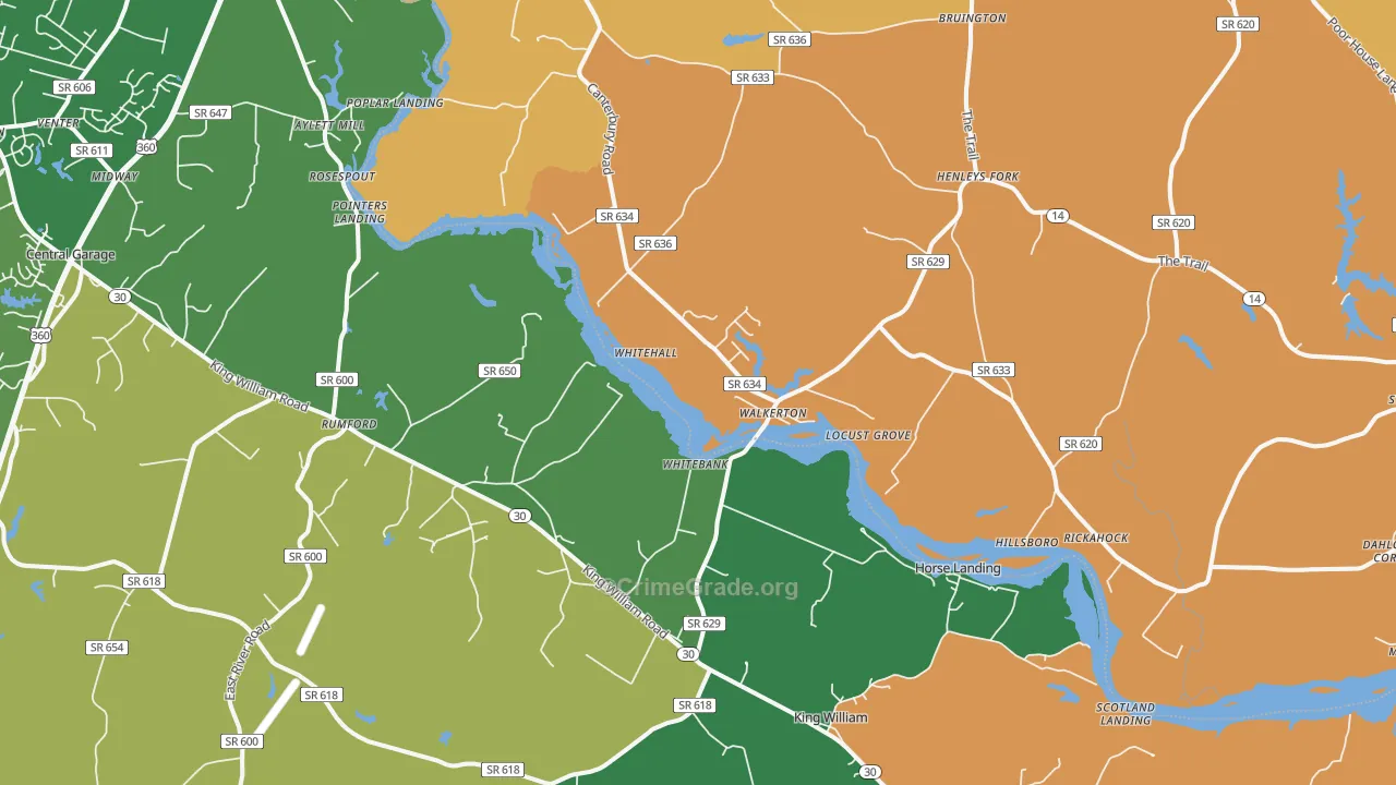 Walkerton, VA Map of Theft Rates