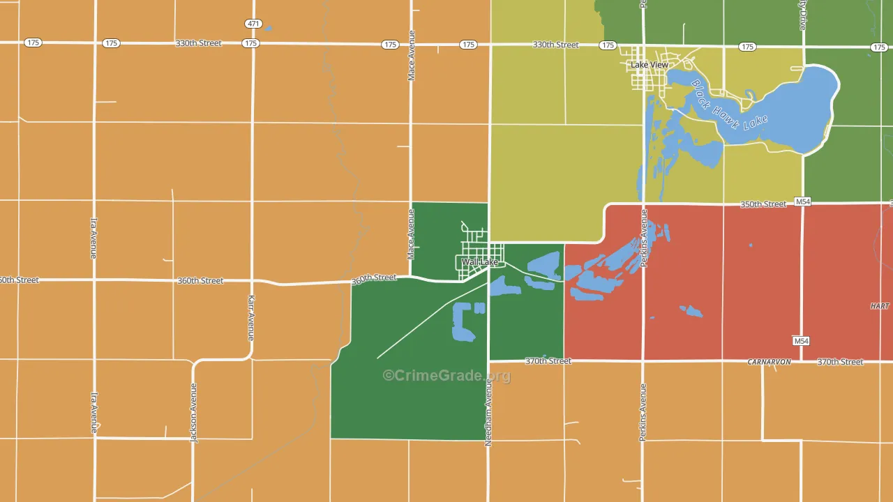 Wall Lake, IA Map of Theft Rates