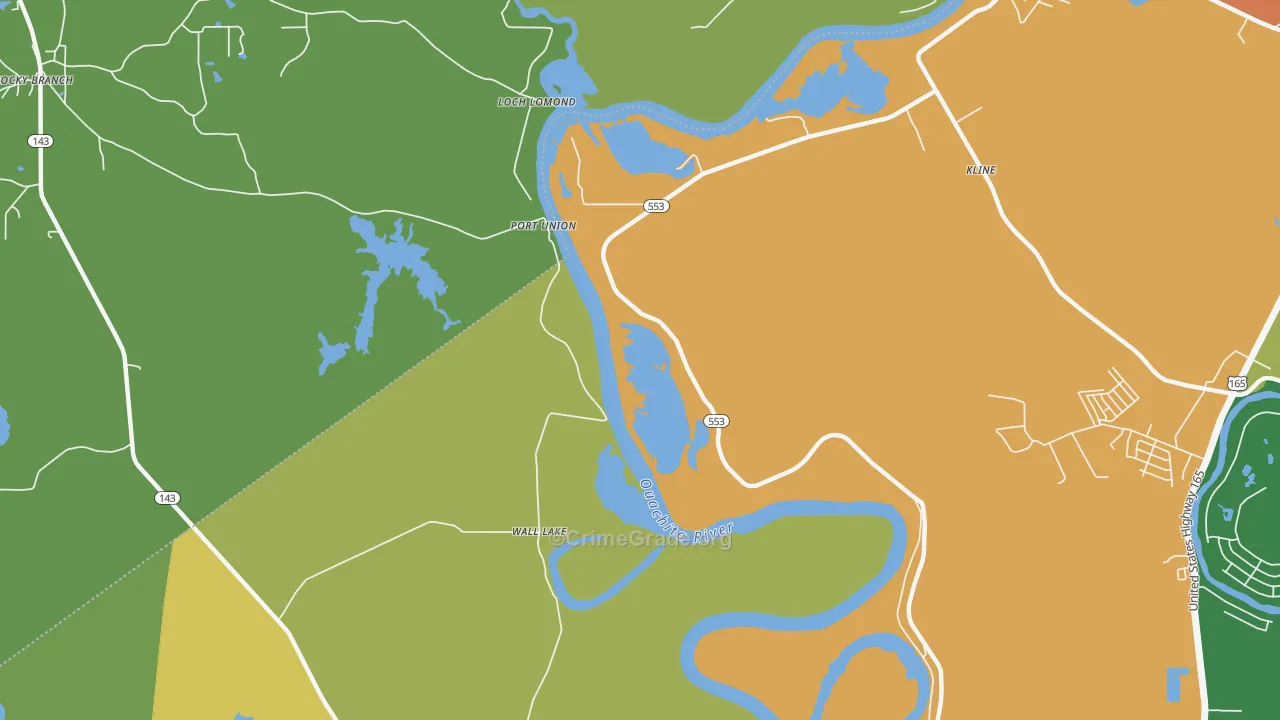 Wall Lake, LA Map of Theft Rates