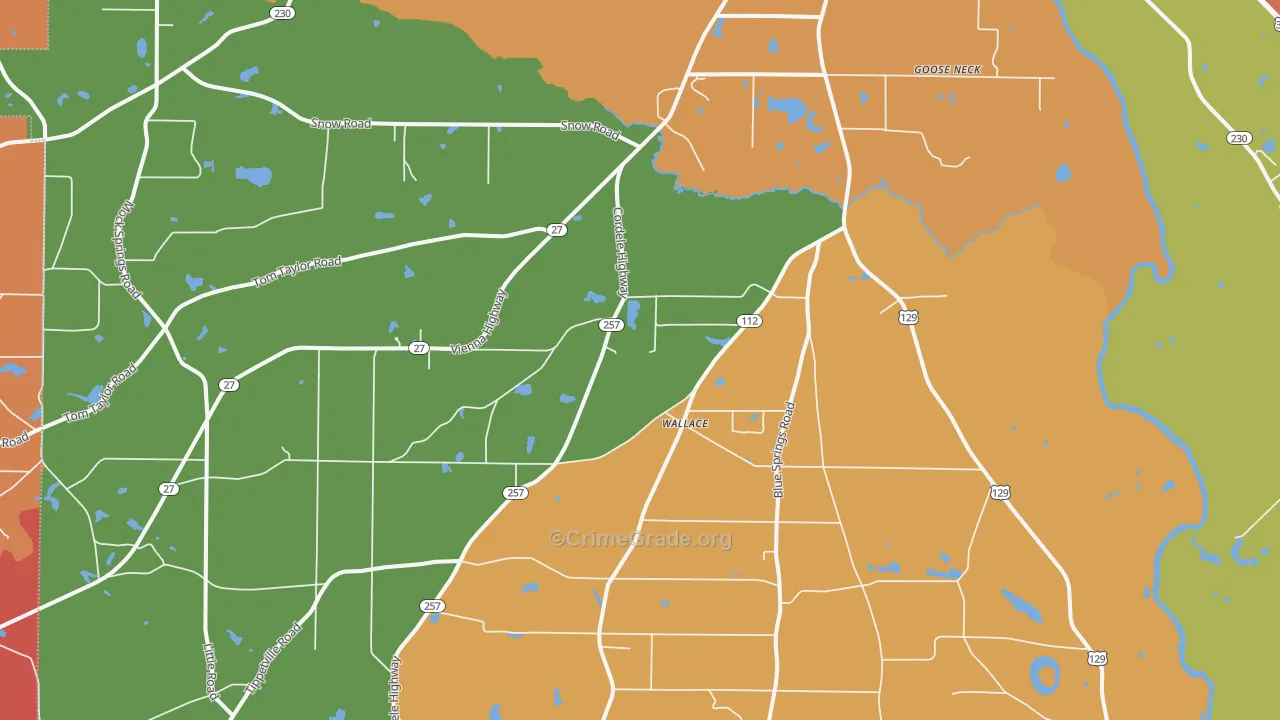 Wallace, GA Map of Theft Rates