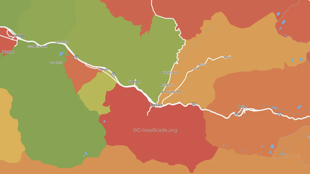 Wallace, ID Map of Theft Rates