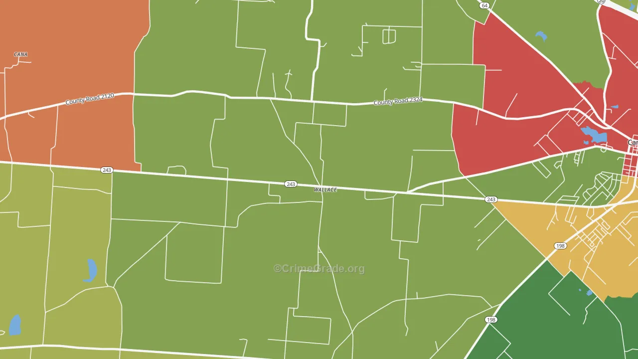 Wallace, TX Map of Theft Rates