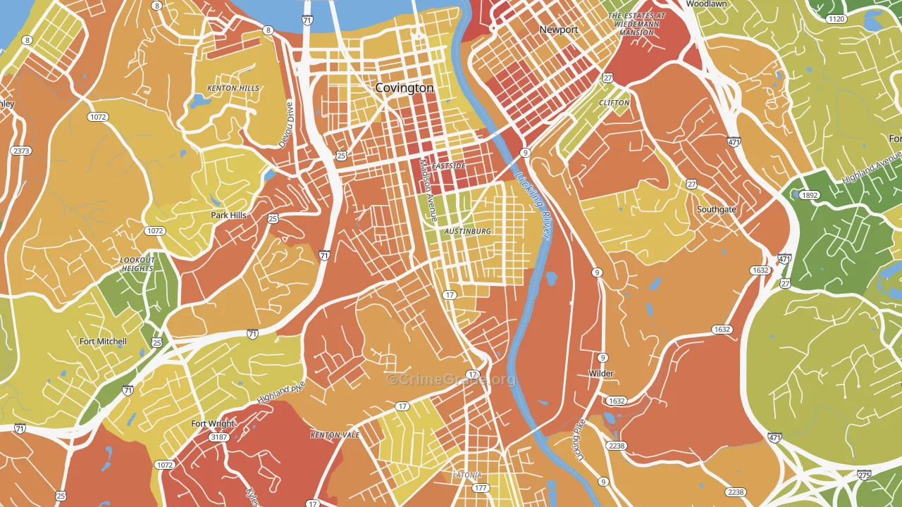 Wallace Woods, Covington, KY Map of Theft Rates