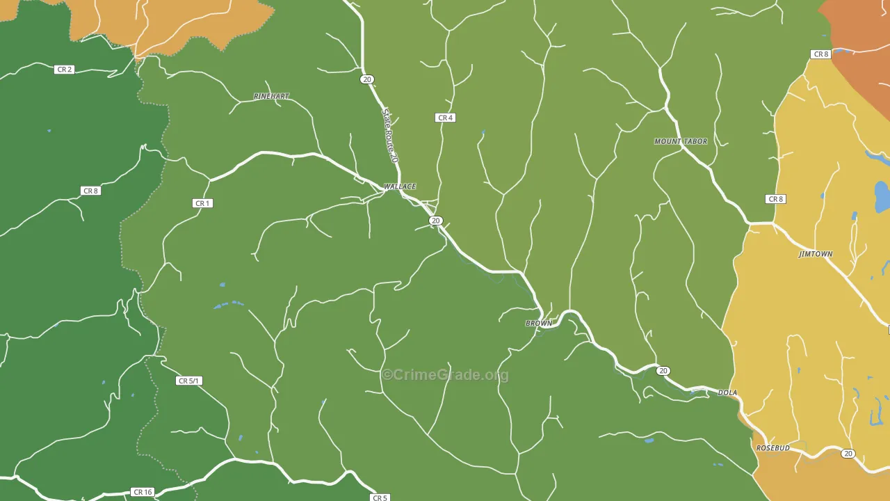 Wallace, WV Map of Theft Rates
