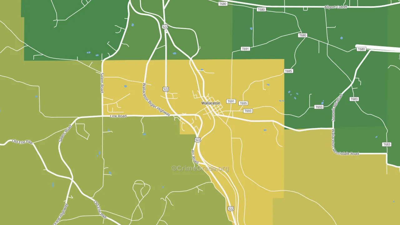 Wallaceton, PA Map of Theft Rates