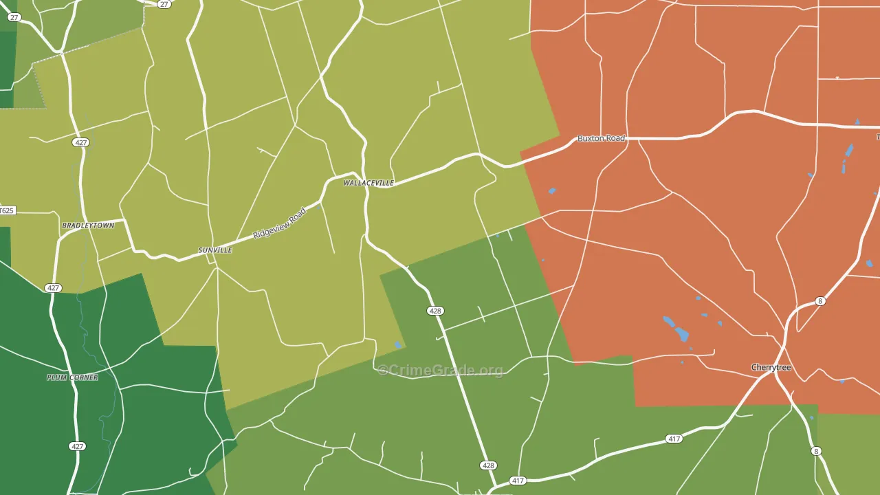 Wallaceville, PA Map of Theft Rates