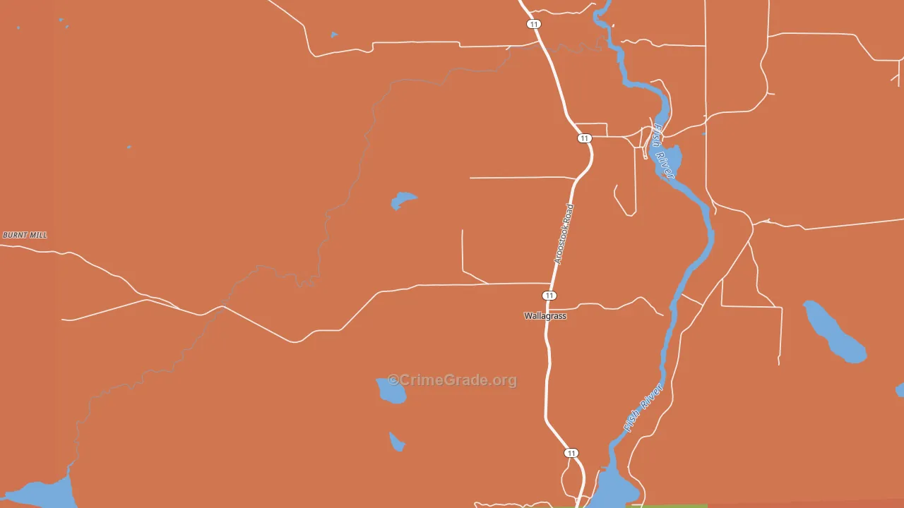 Wallagrass, ME Map of Theft Rates