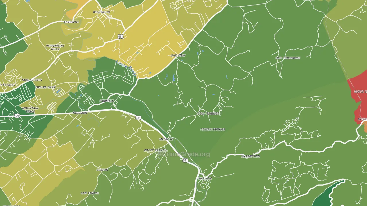 Walland, TN Map of Theft Rates