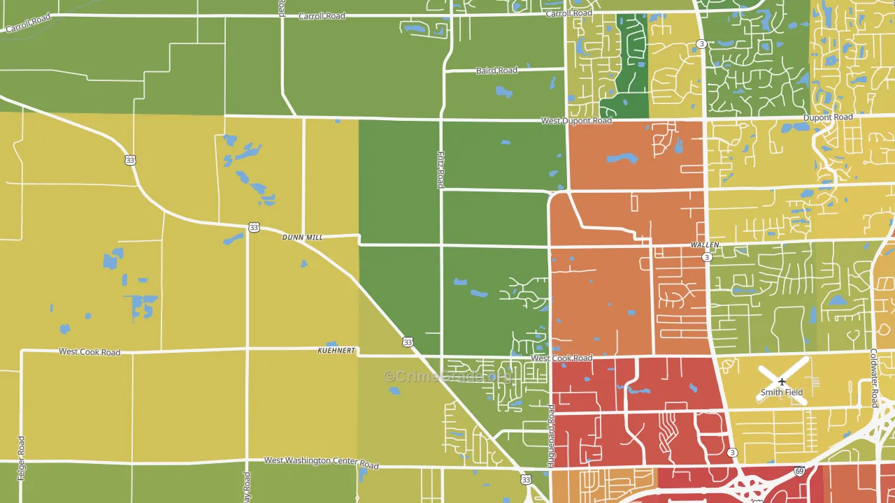 Wallen, IN Map of Theft Rates