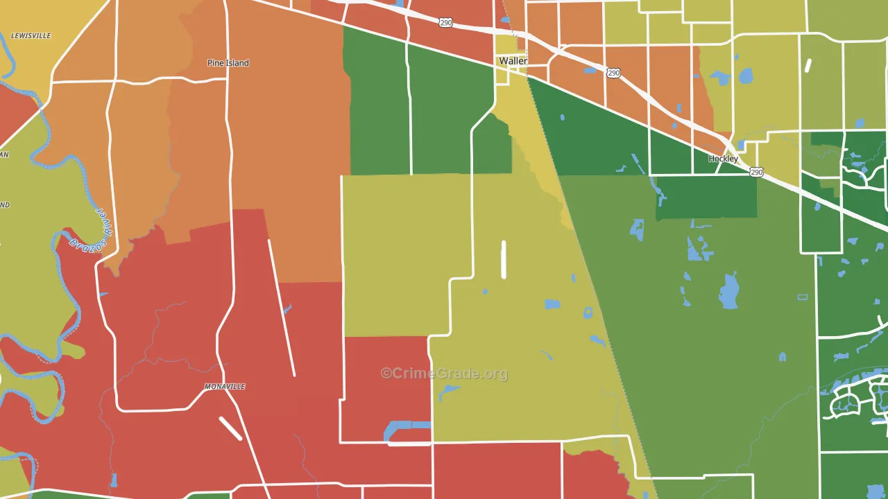 Waller County, TX Map of Theft Rates