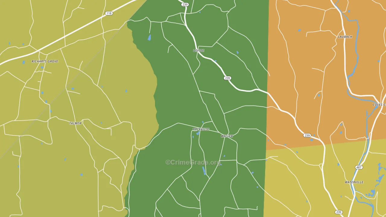Waller, PA Map of Theft Rates