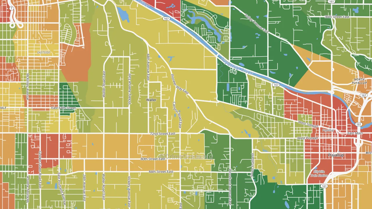 Waller, Tacoma, WA Map of Theft Rates