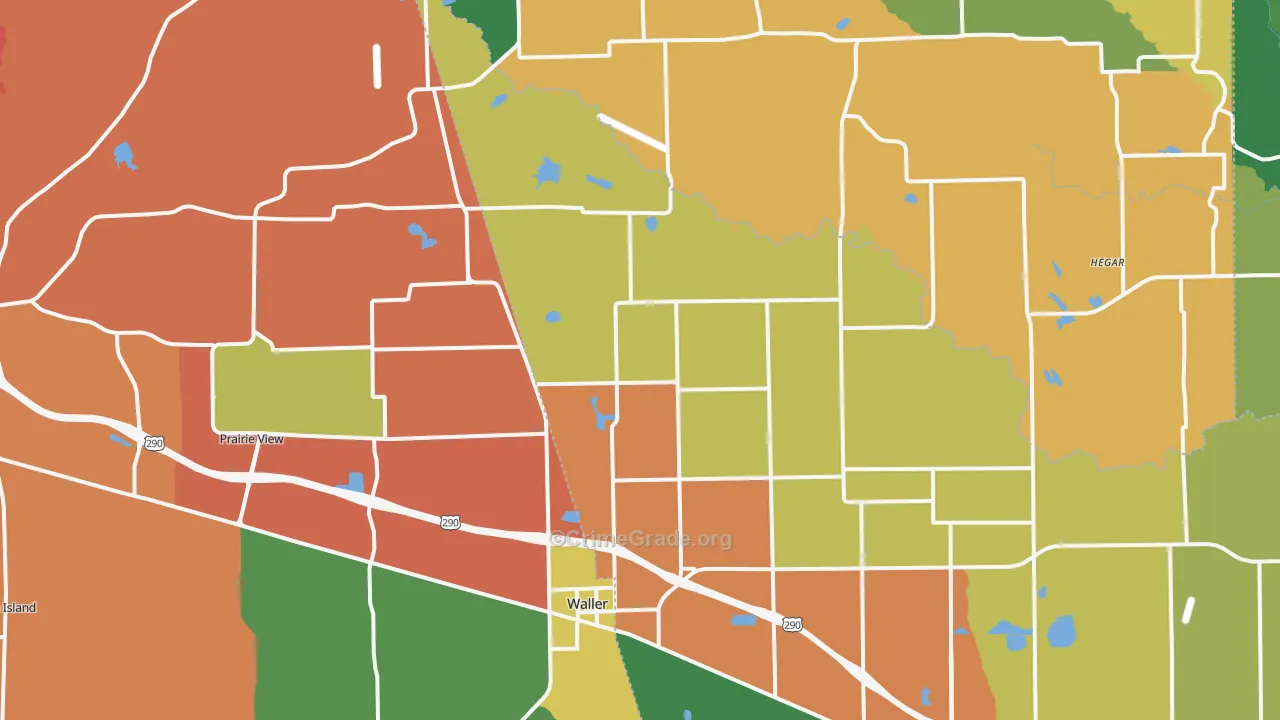 Waller, TX Map of Theft Rates