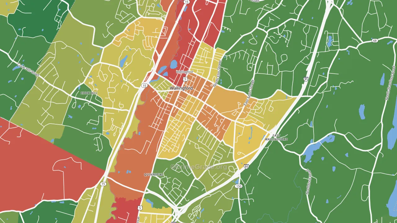 Wallingford Center, CT Map of Theft Rates