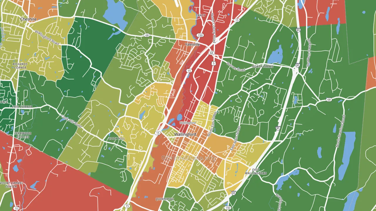 Wallingford, CT Map of Theft Rates