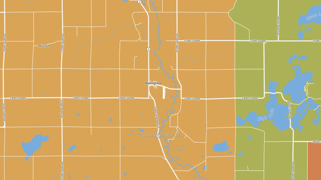 Wallingford, IA Map of Theft Rates