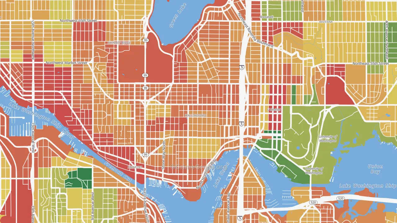 Wallingford, Seattle, WA Map of Theft Rates