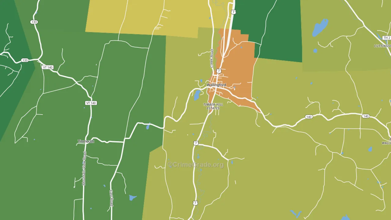 Wallingford, VT Map of Theft Rates