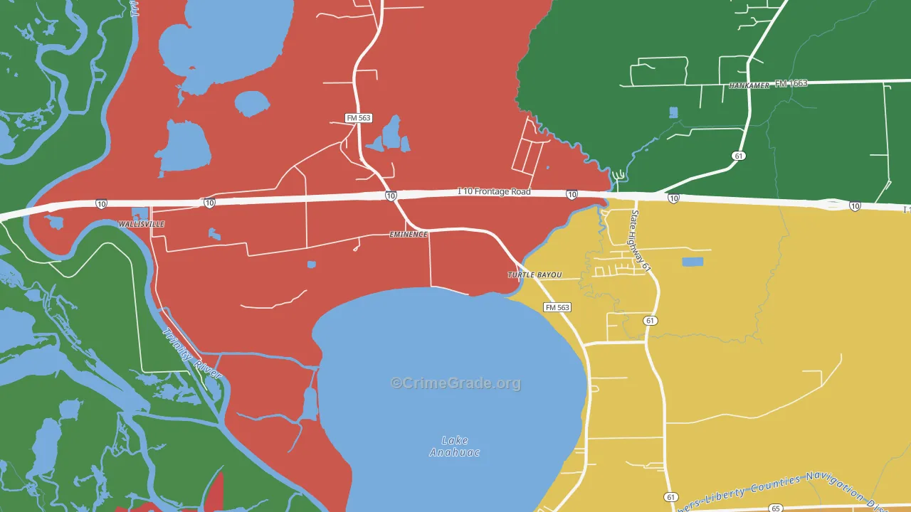 Wallisville, TX Map of Theft Rates