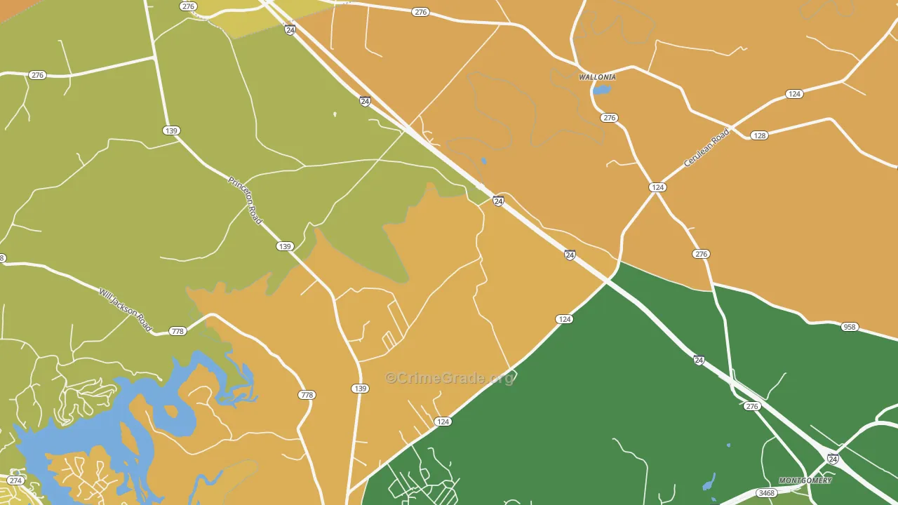Wallonia, KY Map of Theft Rates