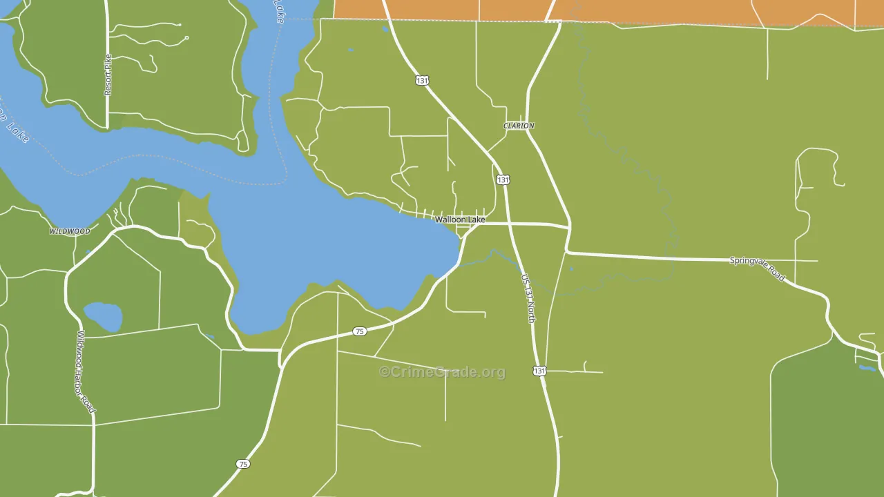 Walloon Lake, MI Map of Theft Rates