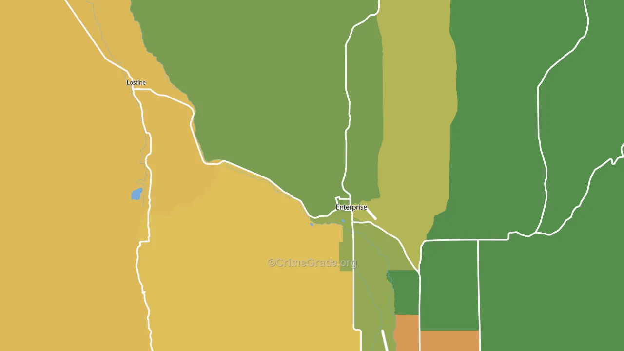Wallowa County, OR Map of Theft Rates