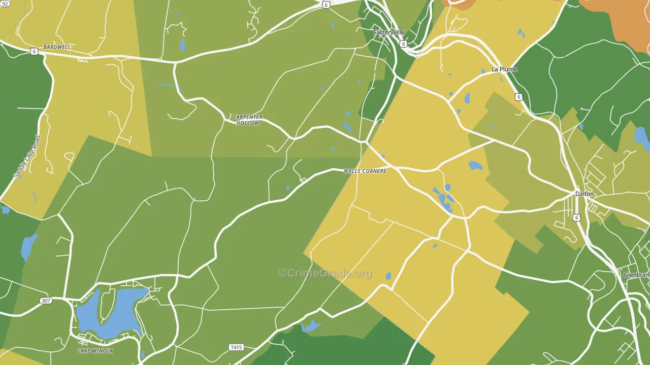 Walls Corners, PA Map of Theft Rates
