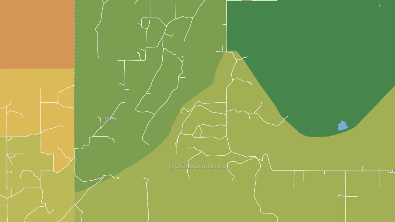 Walls, OK Map of Theft Rates