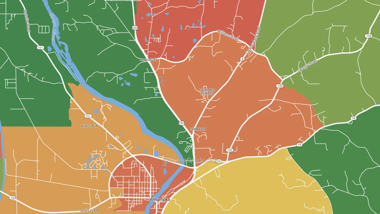 Wallsboro, AL Map of Theft Rates