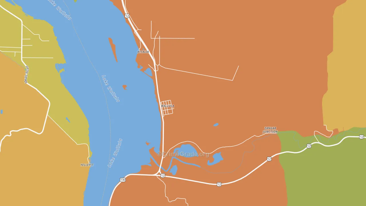 Wallula, WA Map of Theft Rates